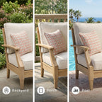 Signature Design by Ashley Clare View Eucalyptus Wood Outdoor Loveseat, Patio Couch with Nuvella Cushions, 56" W x 35" D x 32" H, Beige