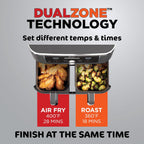 Ninja DZ401 Foodi 10 Quart 6-in-1 DualZone XL 2-Basket Air Fryer with 2 Independent Frying Baskets, Match Cook & Smart Finish to Roast, Broil, Dehydrate for Quick, Easy Family-Sized Meals, Grey
