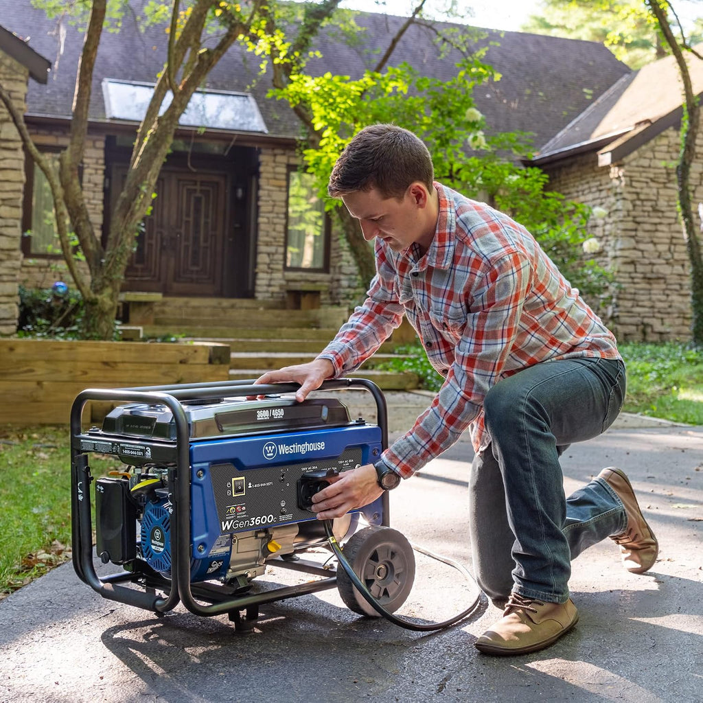 Westinghouse 4650 Peak Watt Portable Generator, RV Ready 30A Outlet, Wheel & Handle Kit, Gas Powered, CO Sensor