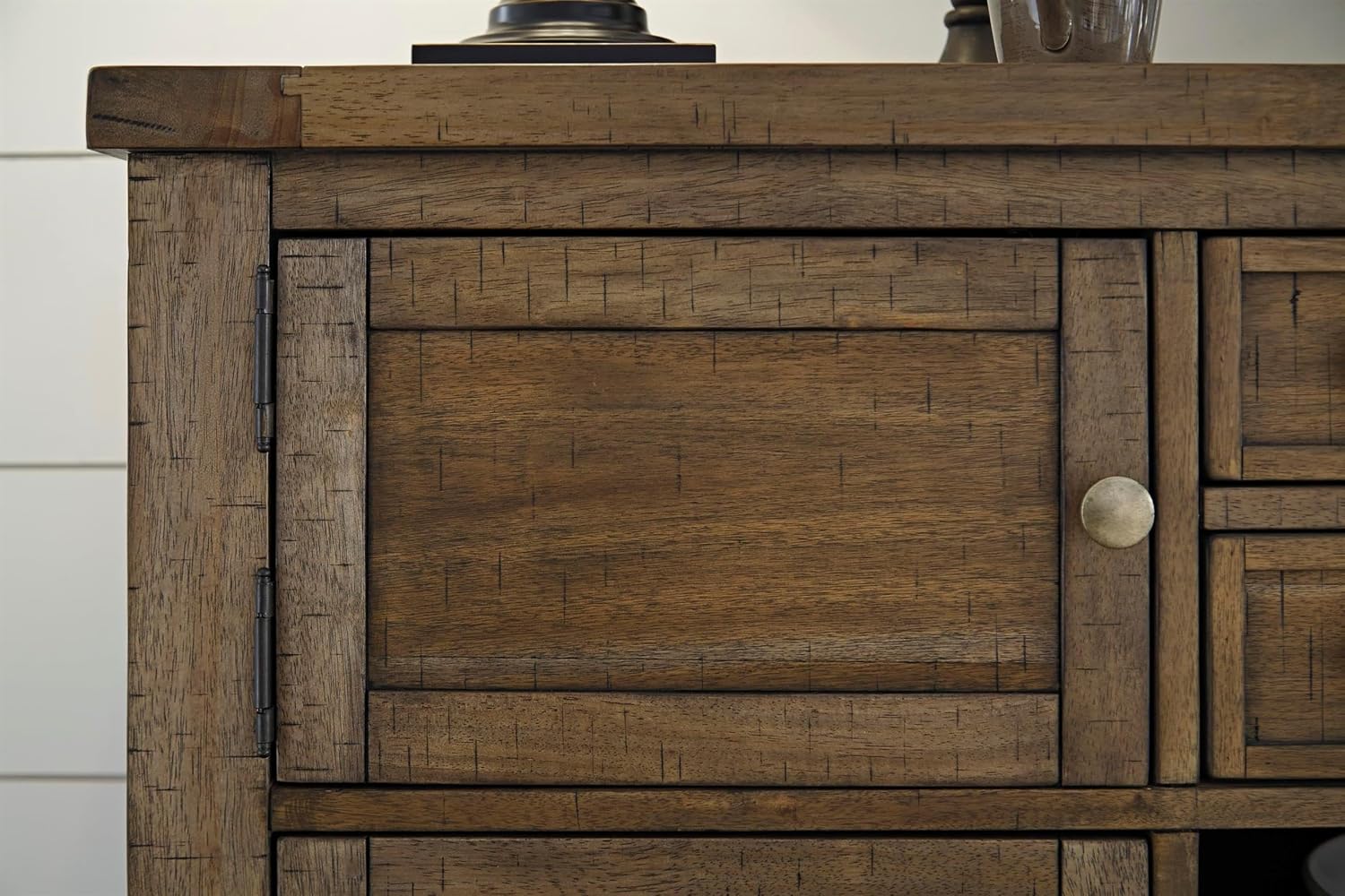 Signature Design by Ashley Moriville Dining Server, Rustic Sideboard Buffet Cabinet, 56" W, Grayish Brown, Storage for Kitchen & Dining Room
