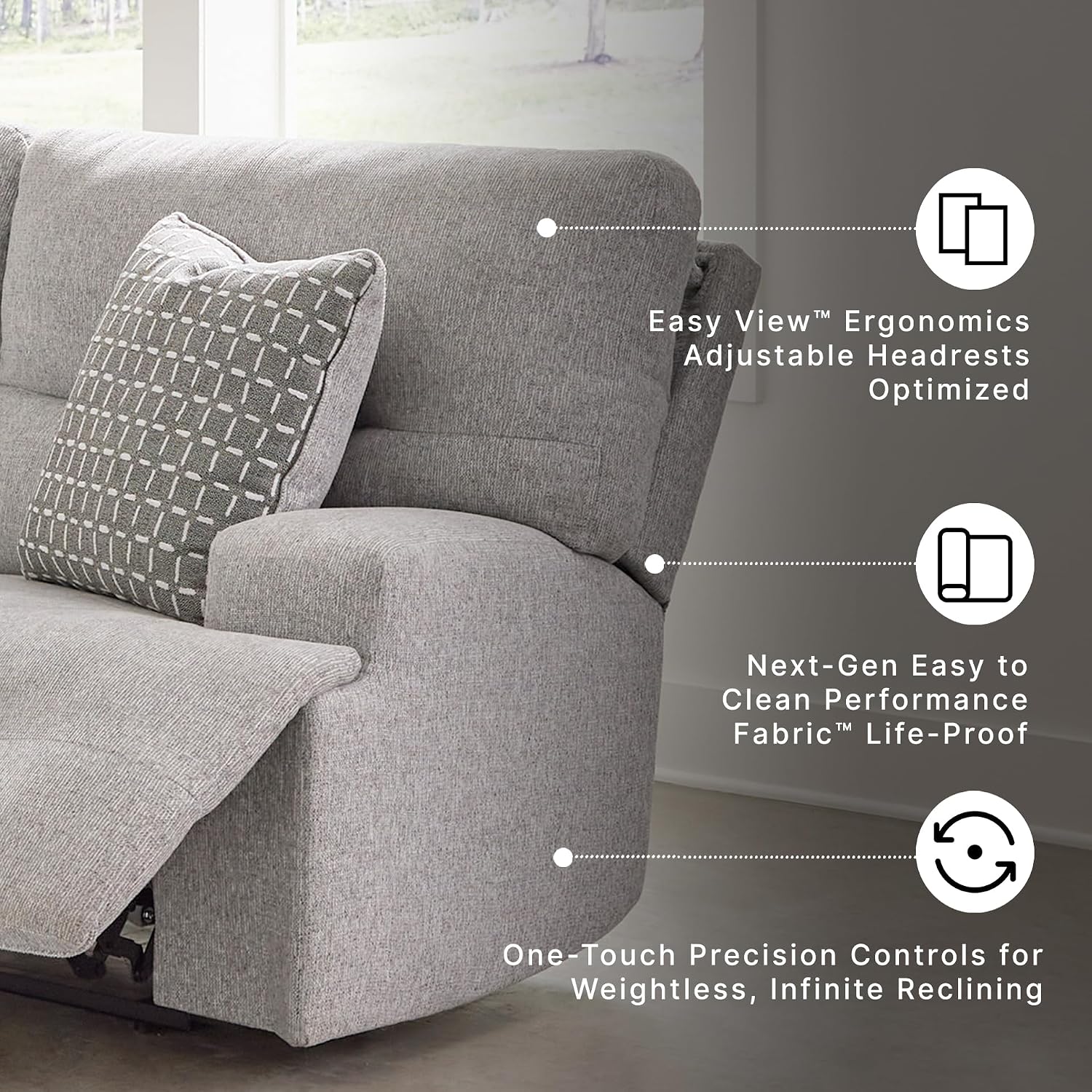 Signature Design by Ashley Acklen Place 3-Piece Power Reclining Sectional, Zero Gravity Recline and Adjustable Headrests, Next-Gen Nuvella Performance Fabric for Living Room Relaxation, Pewter Gray