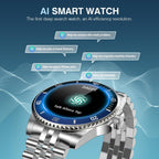 GPT Smart Watch for Men, 24/7 Heart Rate, Blood Pressure, Blood Oxygen, Sleep Monitor, 107 Sports Modes, 1.19-inch AMOLED Display, Waterproof Round Watch, Compatible Android and iOS, 44mm Silver Blue