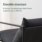 Zinus Aidan Sling Accent Chair, Metal Framed Armchair with Shredded Foam Cushioning, Dark Grey