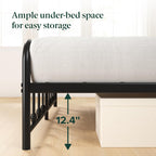 Zinus Leonardo Metal Platform Bed Frame, Victorian Spindle Style Headboard and Footboard, Heavy Duty Bed Base, Ample Underbed Space, Queen