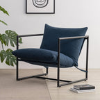 Zinus Aidan Sling Accent Chair, Metal Framed Armchair with Shredded Foam Cushioning, Navy