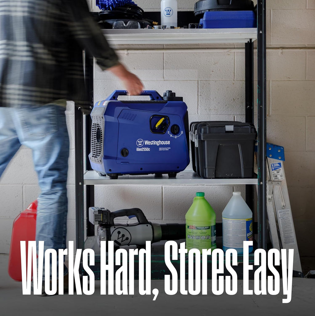 Westinghouse 2550 Peak Watt Super Quiet & Lightweight Portable Inverter Generator, RV Ready 30A Outlet, Gas Powered, CO Sensor, Parallel Capable, Long Run Time,Blue