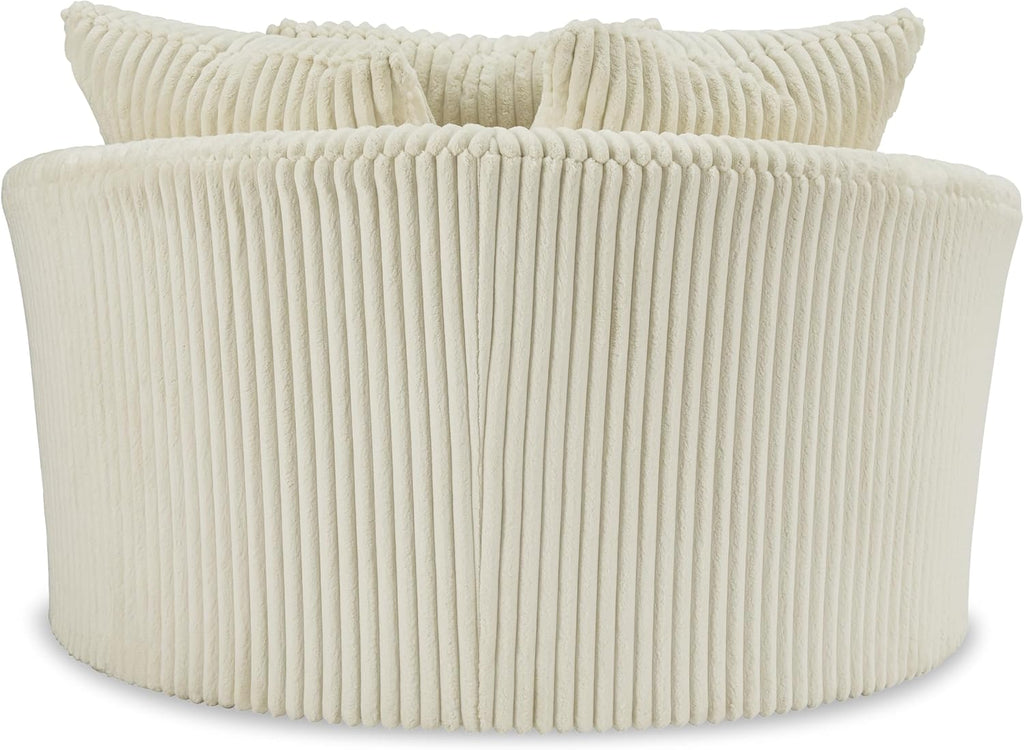 Signature Design by Ashley Lindyn Transitional Oval Tufted Upholstered Oversized Swivel Accent Chair, White