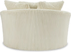 Signature Design by Ashley Lindyn Transitional Oval Tufted Upholstered Oversized Swivel Accent Chair, White
