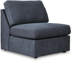 Signature Design by Ashley Contemporary Modmax Stain Resistant L-Shape Right-Arm Facing 6-Piece Sectional with Reversible Cushion and Armrest, Dark Blue