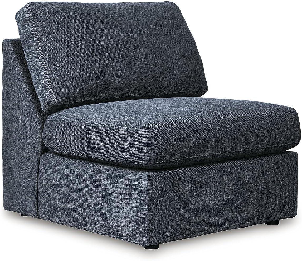 Signature Design by Ashley Contemporary Modmax Stain Resistant U-Shape Right-Arm Facing 5-Piece Sectional with Chaise and Reversible Cushion, Dark Blue