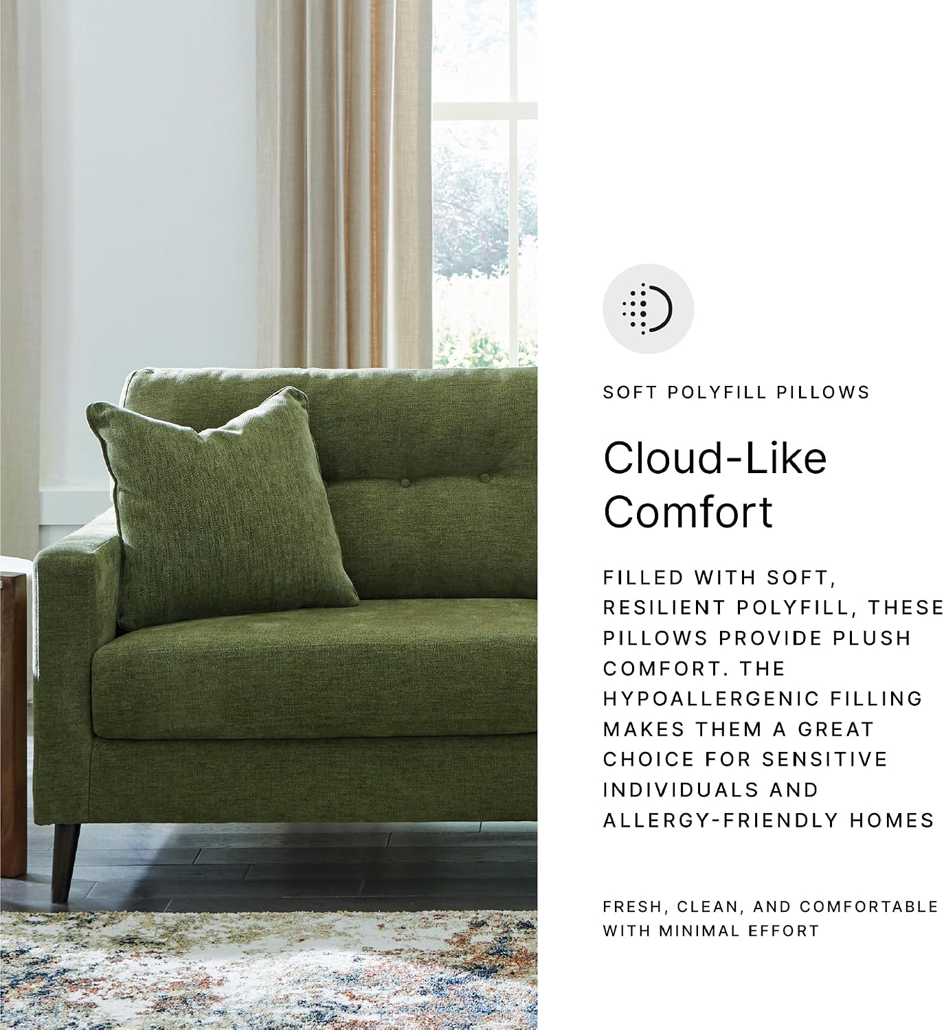 Signature Design by Ashley Bixler Sofa, No Assembly Required, Olive Green Chenille Upholstered 3-Seater Couch, Anti-Sag Platform Foundation, Button-Tufted Back, Living Room Furniture, 79 Inches