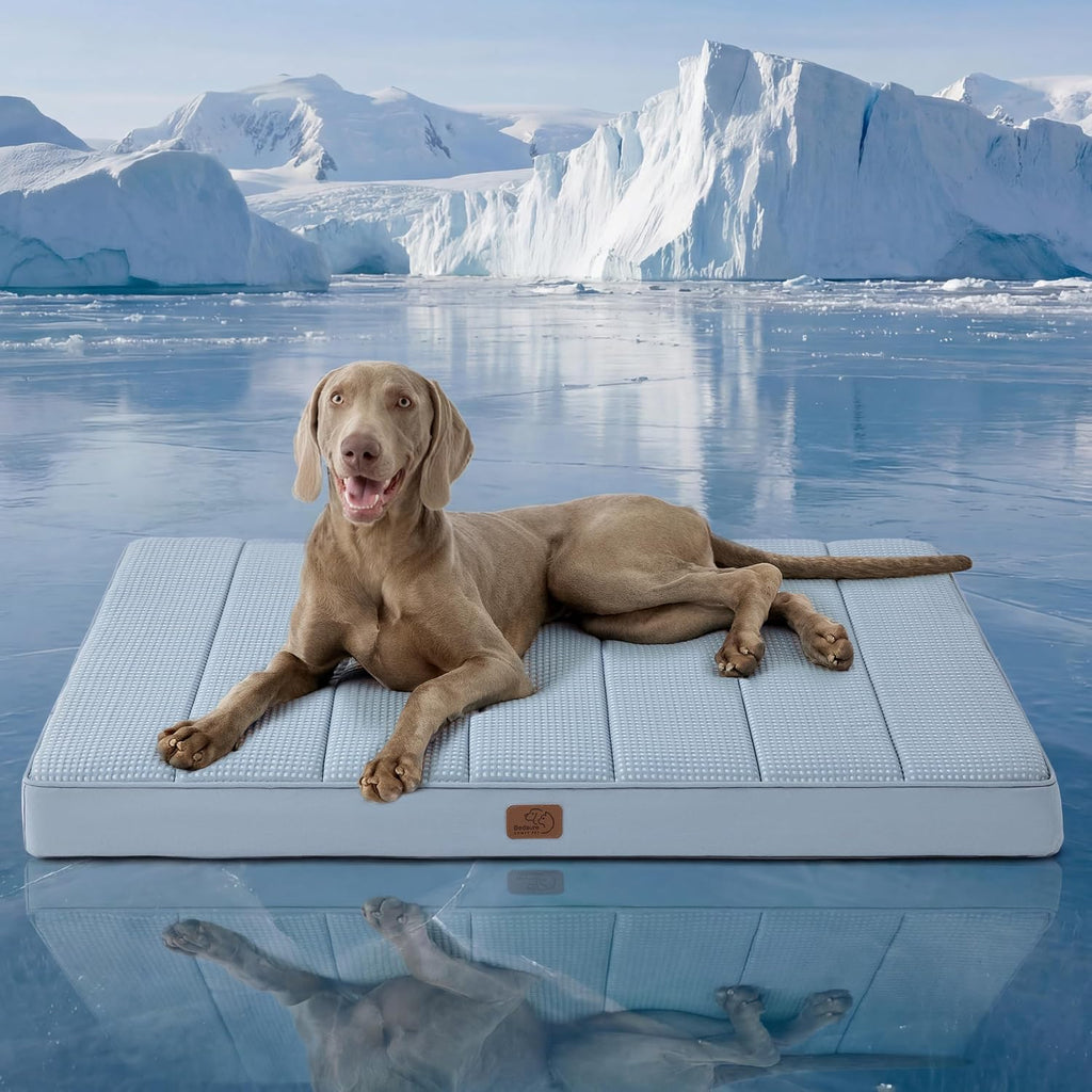 Bedsure Cooling Dog Bed for Crate, Large Breathable Pet Summer Bed, 35 Inch | Orthopedic Egg Crate Foam, Cold Summer Pad Mat, Non-Slip Bottom, Comfy Removable Washable Cover, For Pets Up to 50 lbs