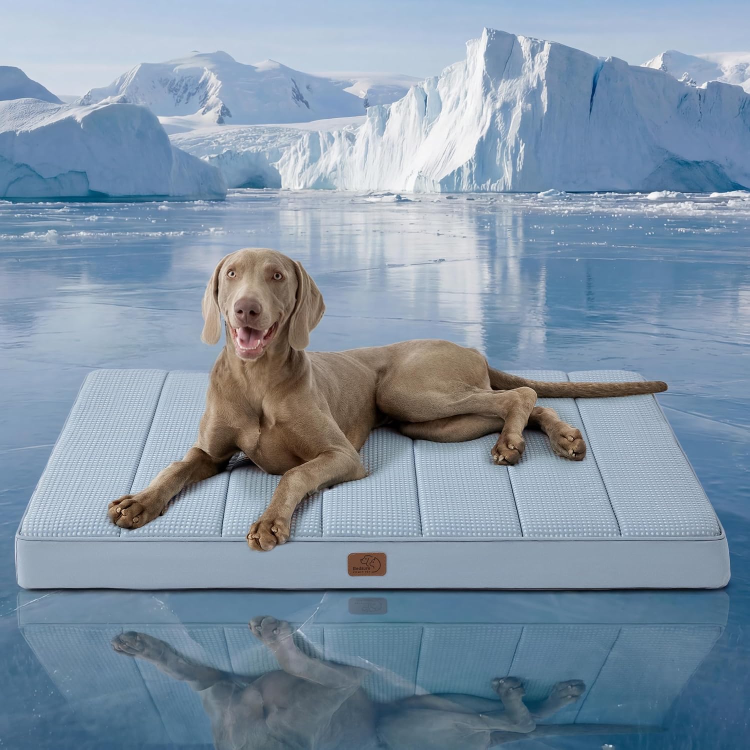Bedsure Cooling Dog Bed for Crate, Large Breathable Pet Summer Bed, 35 Inch | Orthopedic Egg Crate Foam, Cold Summer Pad Mat, Non-Slip Bottom, Comfy Removable Washable Cover, For Pets Up to 50 lbs