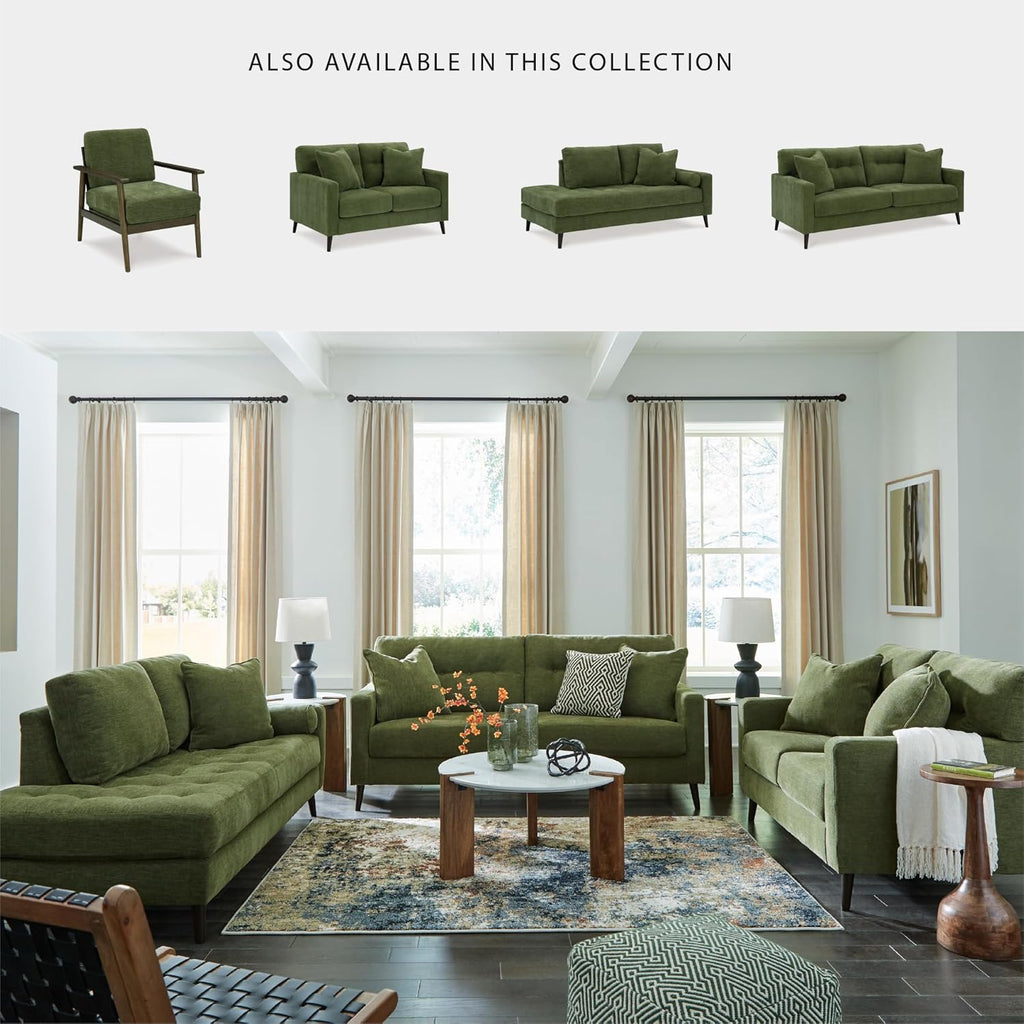 Signature Design by Ashley Bixler Sofa, No Assembly Required, Olive Green Chenille Upholstered 3-Seater Couch, Anti-Sag Platform Foundation, Button-Tufted Back, Living Room Furniture, 79 Inches