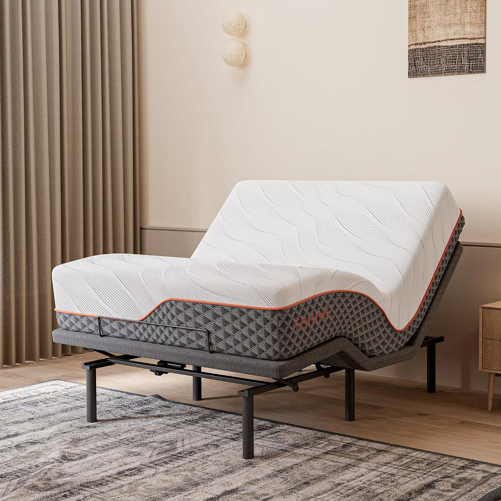 Split King Adjustable Bed Frame with Mattress - 14” Luxury Hybrid Mattress, Smart APP Contorl, Massage, Zero Gravity, Anti-Snore, 5 Minutes Installation, Head and Foot Incline, Medium Soft, Split King