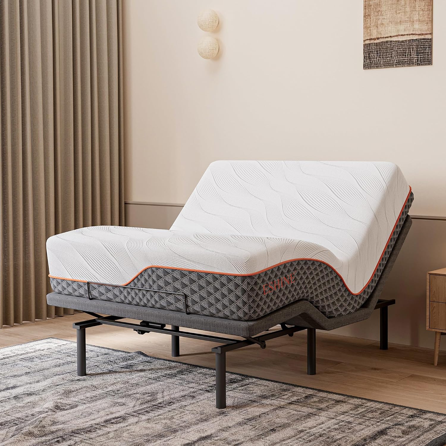 Split King Adjustable Bed Frame with Mattress - 14” Luxury Hybrid Mattress, Smart APP Contorl, Massage, Zero Gravity, Anti-Snore, 5 Minutes Installation, Head and Foot Incline, Medium Soft, Split King