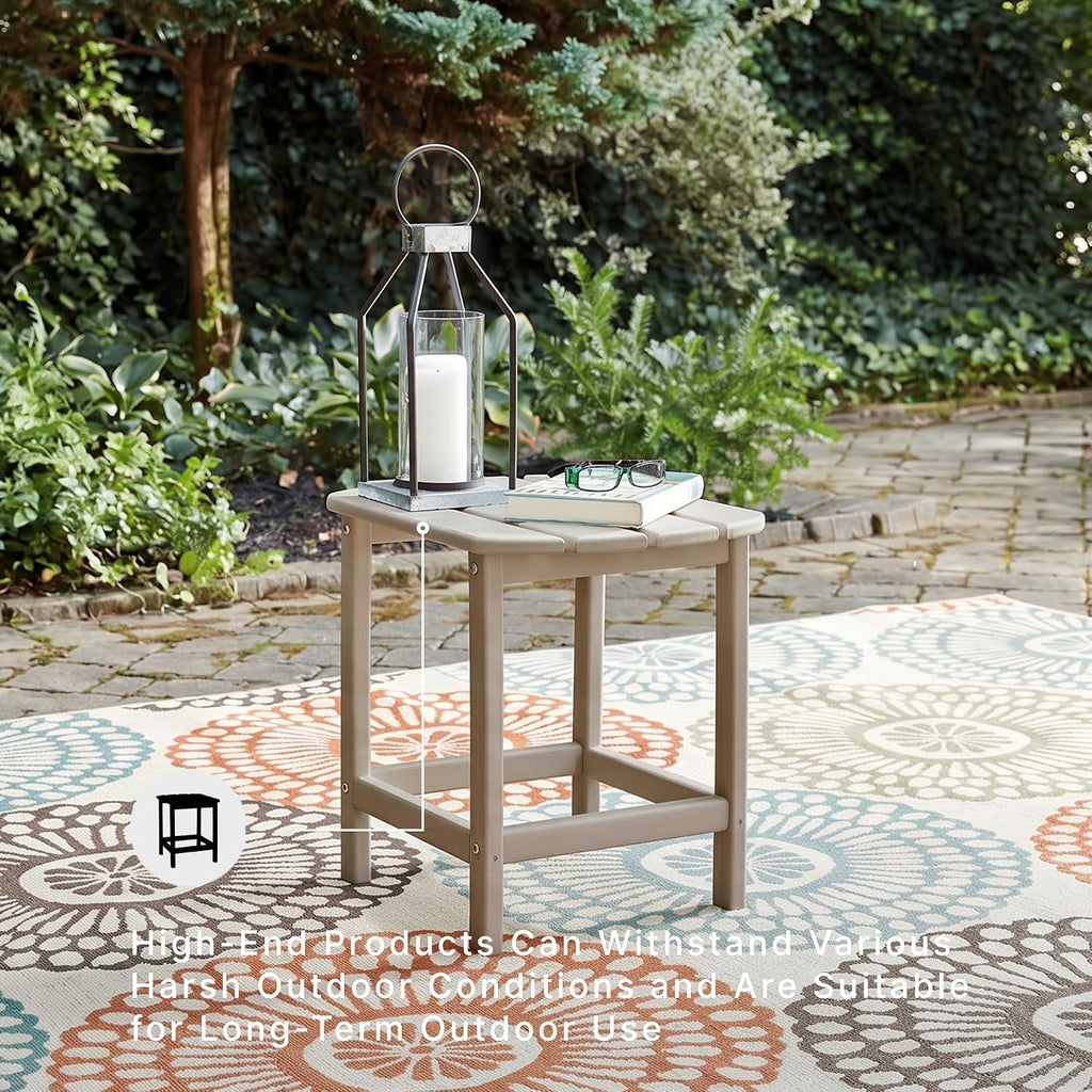 Signature Design by Ashley Sundown Treasure Outdoor Patio HDPE Weather Resistant End Table, Brown