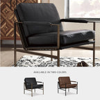 Signature Design by Ashley Puckman Leather Accent Chair, Modern Metal Frame Lounge Seating for Living Rooms, Black, 29" W