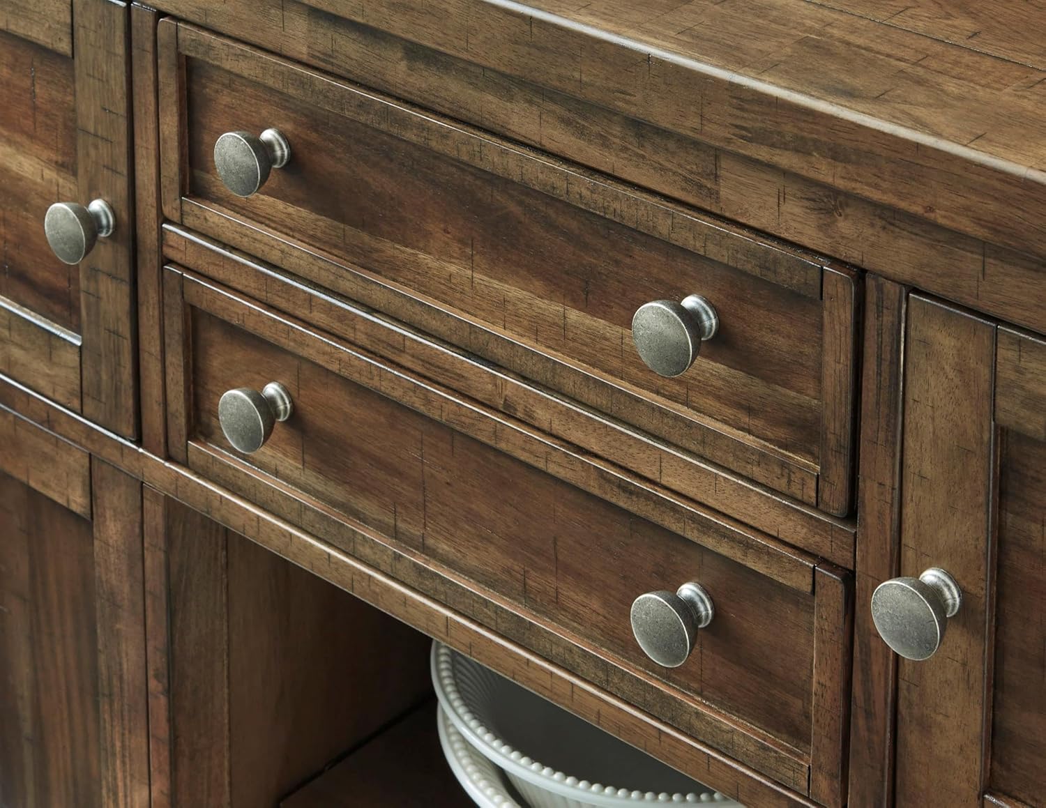 Signature Design by Ashley Moriville Dining Server, Rustic Sideboard Buffet Cabinet, 56" W, Grayish Brown, Storage for Kitchen & Dining Room