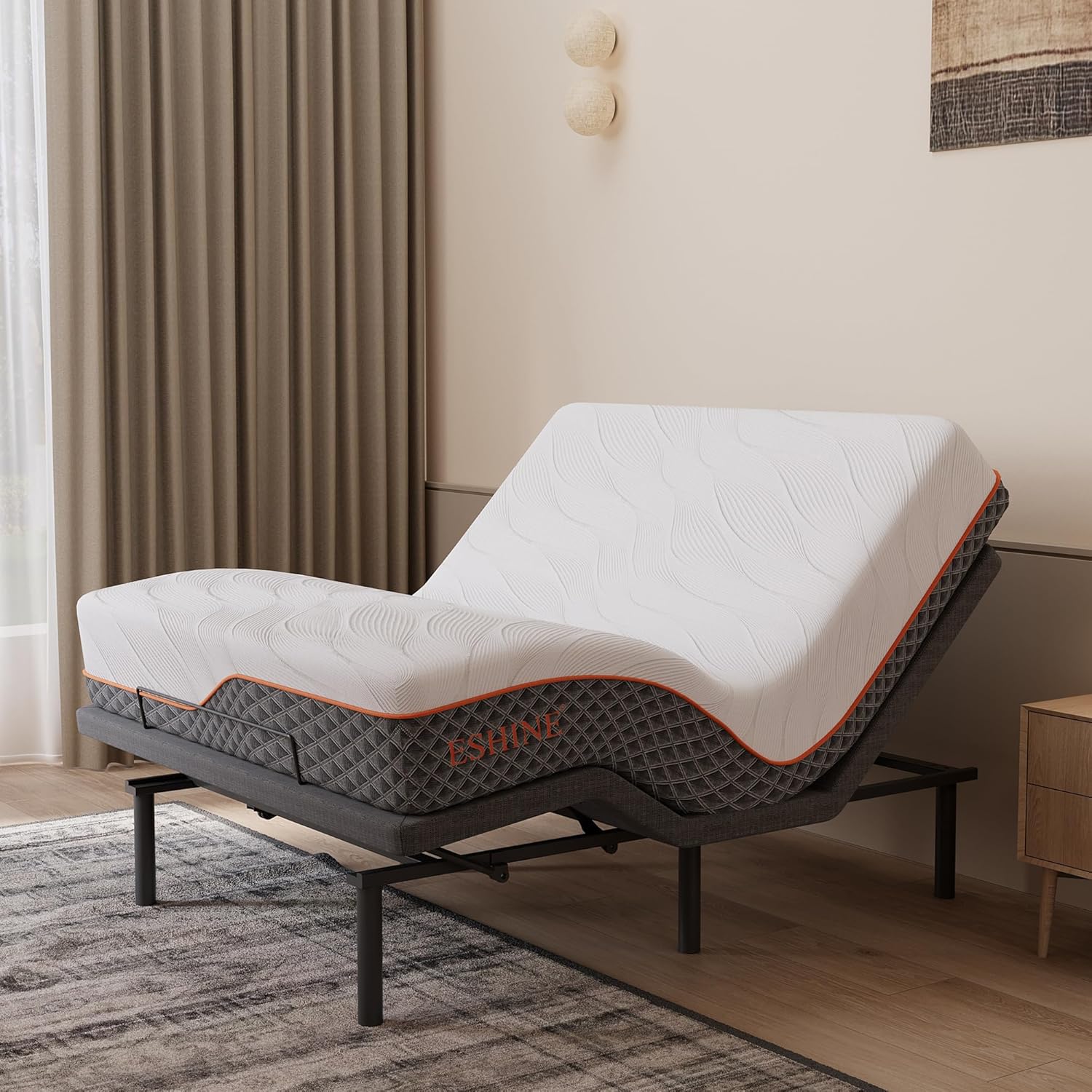 Split King Adjustable Bed Frame with Mattress - 14” Luxury Hybrid Mattress, Smart APP Contorl, Massage, Zero Gravity, Anti-Snore, 5 Minutes Installation, Head and Foot Incline, Medium Soft, Split King