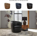Signature Design by Ashley Kierreys Modern Top Grain Leather Upholstered Swivel Chair with Barrel Back, Black