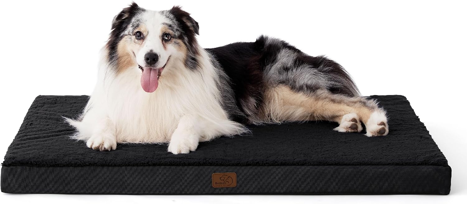 Bedsure Cooling Dog Bed for Crate, Large Breathable Pet Summer Bed, 35 Inch | Orthopedic Egg Crate Foam, Cold Summer Pad Mat, Non-Slip Bottom, Comfy Removable Washable Cover, For Pets Up to 50 lbs