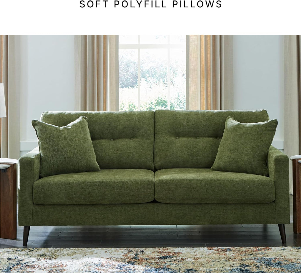 Signature Design by Ashley Bixler Sofa, No Assembly Required, Olive Green Chenille Upholstered 3-Seater Couch, Anti-Sag Platform Foundation, Button-Tufted Back, Living Room Furniture, 79 Inches