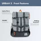 K9 Sport Sack Urban 3 - Medium, Concrete - Ideal for Dogs with 17-19” Back Length - Dual-Use, Backpack-Style Carrier + Everyday Pack