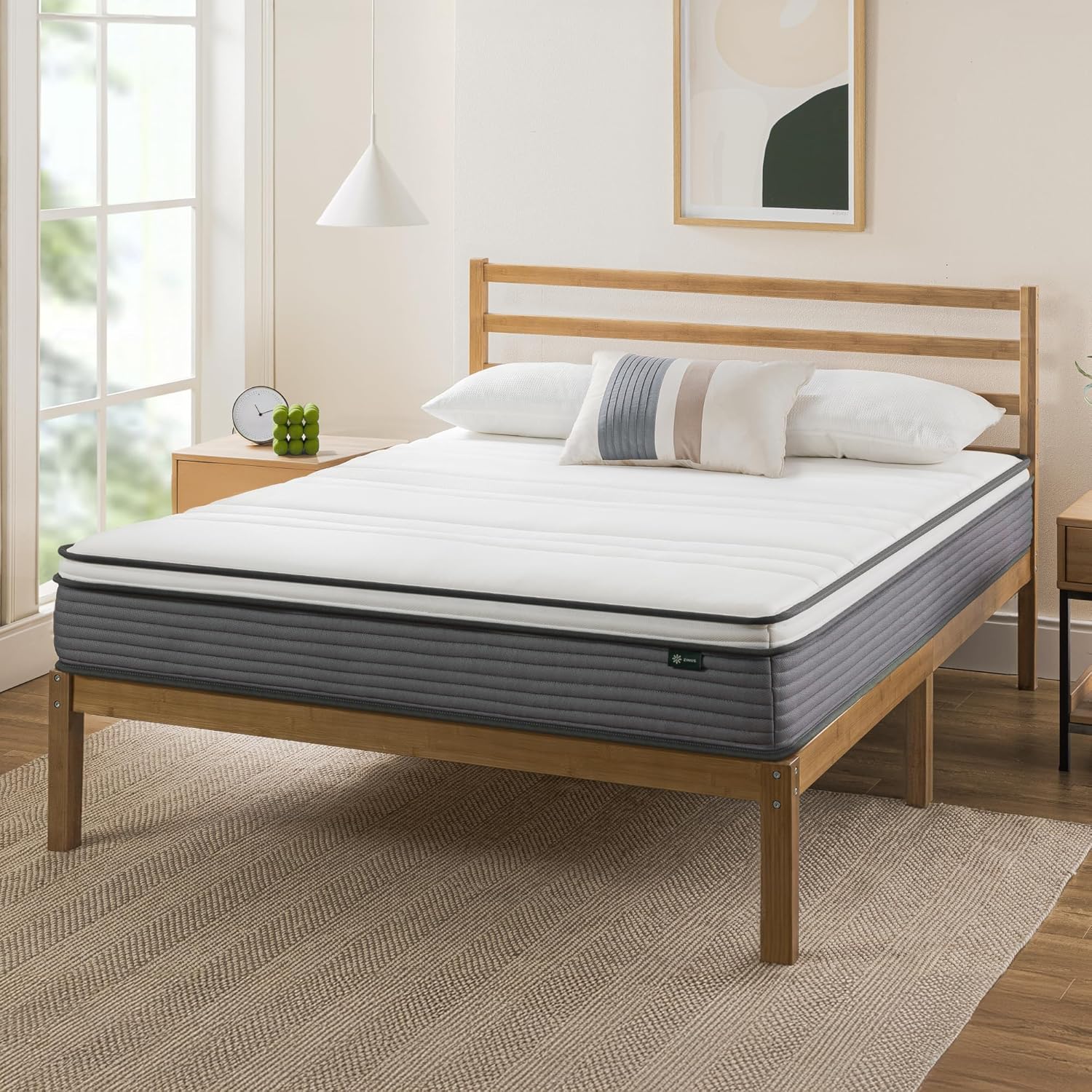 ZINUS 10 Inch True Support Hybrid Mattress [New Version], Queen, Fiberglass Free, Medium Feel, Motion Isolation, Certified Safe Foams & Fabric, Mattress in A Box