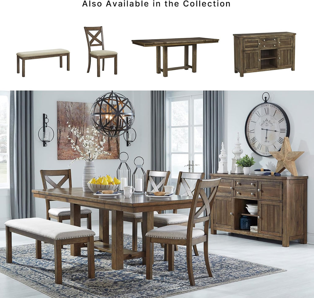 Signature Design by Ashley Moriville Modern Farmhouse 19" Upholstered Dining Room Chair, 2 Count, Brown