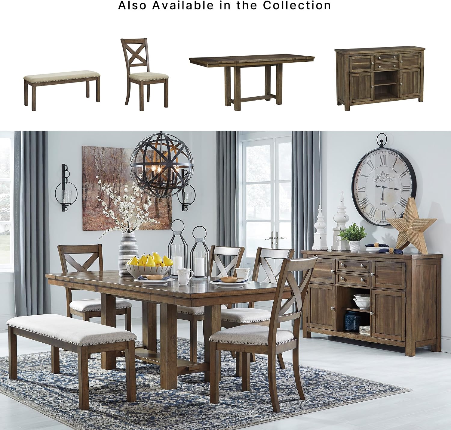 Signature Design by Ashley Moriville Modern Farmhouse 19" Upholstered Dining Room Chair, 2 Count, Brown