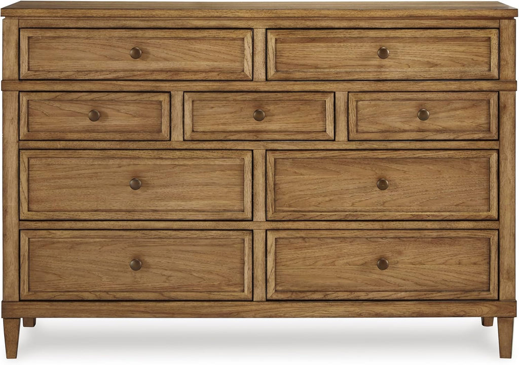 Signature Design by Ashley Sharlance Transitional 9-Drawer Dresser with Felt-Lined Top Drawers, Warm Brown