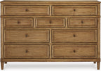 Signature Design by Ashley Sharlance Transitional 9-Drawer Dresser with Felt-Lined Top Drawers, Warm Brown