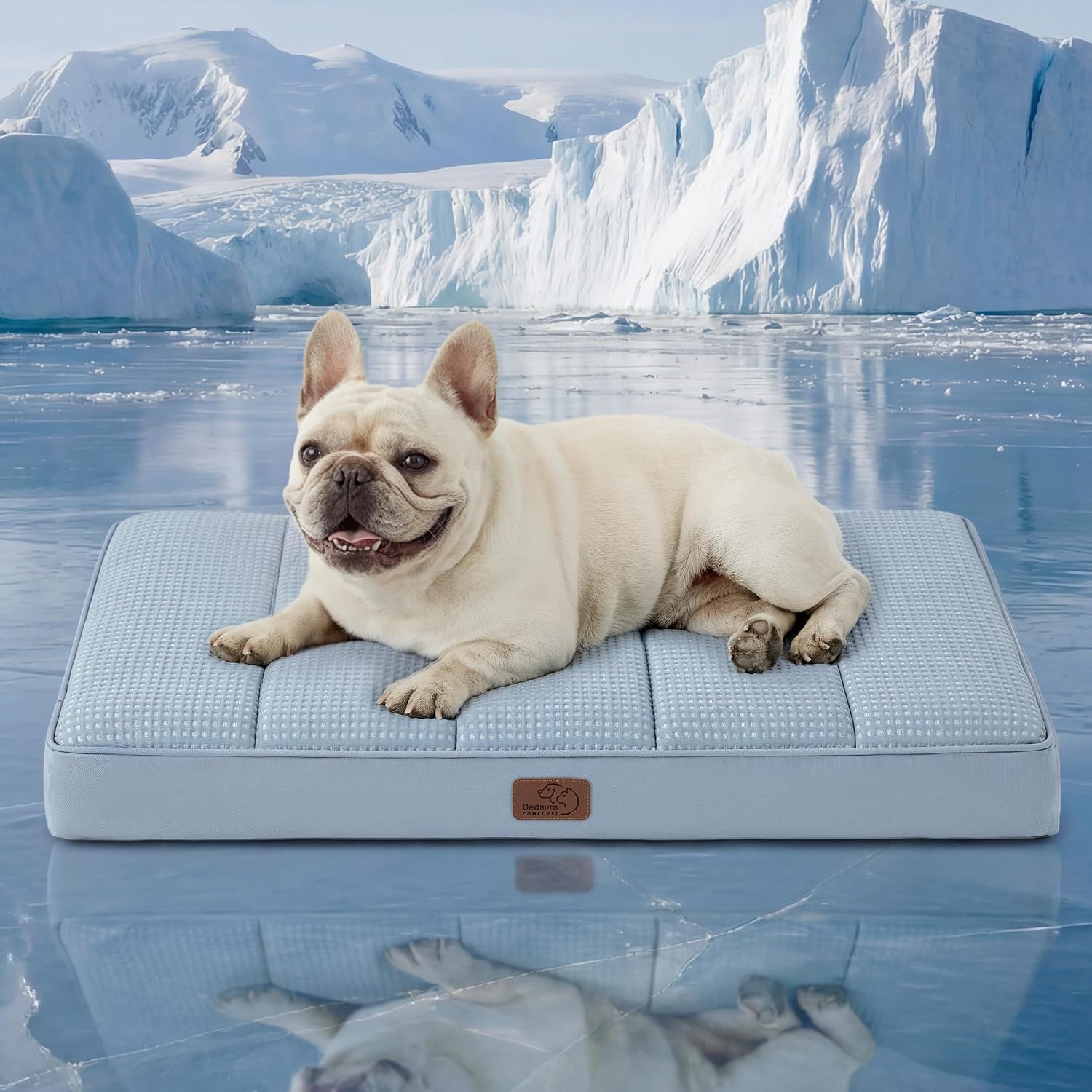 Bedsure Cooling Dog Bed for Crate, Large Breathable Pet Summer Bed, 35 Inch | Orthopedic Egg Crate Foam, Cold Summer Pad Mat, Non-Slip Bottom, Comfy Removable Washable Cover, For Pets Up to 50 lbs
