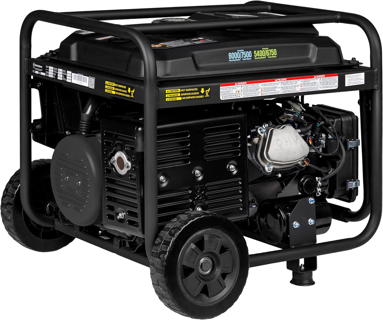 Westinghouse 7500 Peak Watt EFI Dual Fuel Home Backup Portable Generator, Remote Electric Start, Transfer Switch Ready, Gas and Propane Powered, CO Sensor, CARB Compliant
