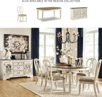 Signature Design by Ashley Realyn French Country Distressed Dining Room Server, 3 Drawers, 2 Cabinet Doors, Wood, 59" W x 17" D x 36.5" H, Chipped White