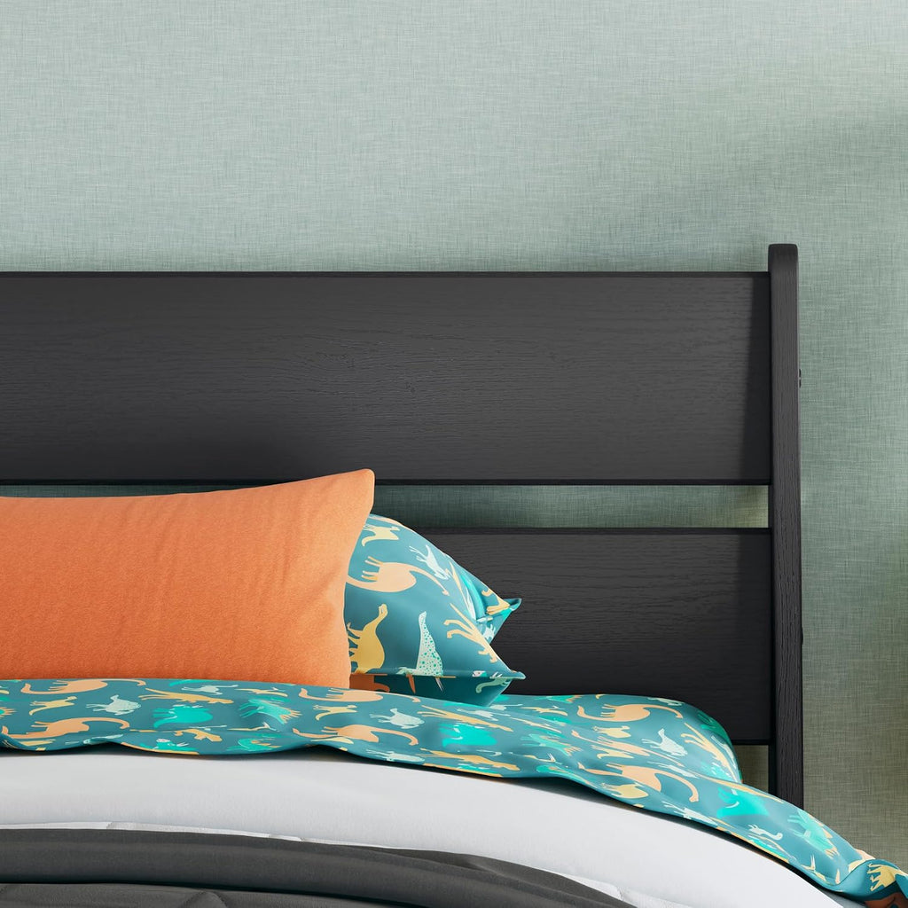 Signature Design by Ashley Socalle Twin Panel Headboard, Bed Frame Mount, Engineered Wood and Decorative Laminate Construction, Ideal for Small Bedrooms and Kids Rooms, Matte Black, Twin