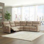 Signature Design by Ashley Next-Gen DuraPella 5-Piece Power Reclining Sectional, Modular L-Shaped Sofa with Zero Gravity Recline and Adjustable Headrest, Water Resistant Faux Leather Couch, Sand