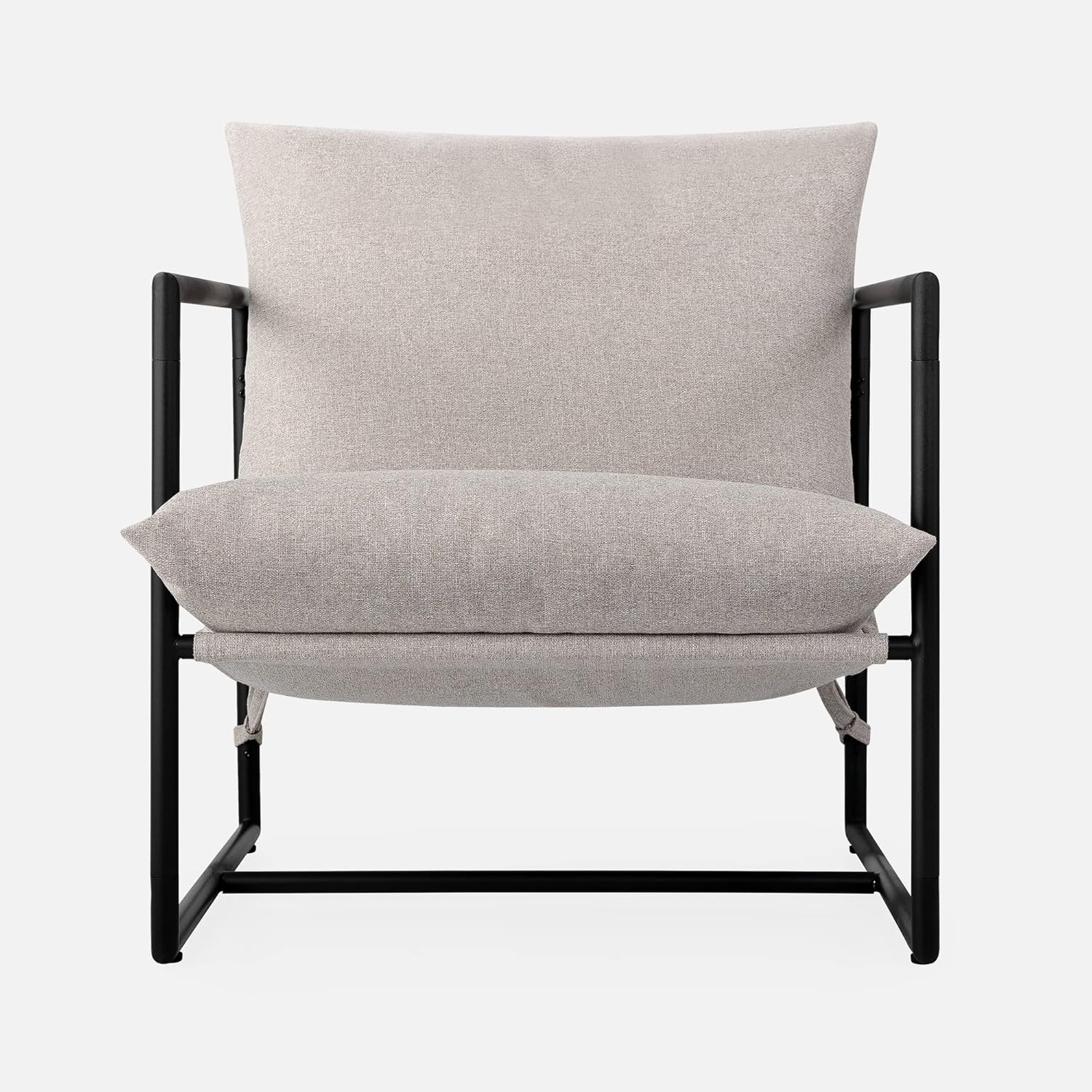Zinus Aidan Sling Accent Chair, Metal Framed Armchair with Shredded Foam Cushioning, Oatmeal