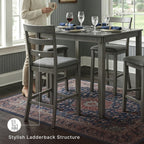 Signature Design by Ashley Bridson 5-Piece Counter Height Dining Table Set, Space-Saving Square Design, Solid Wood, Engineered Wood, and Birch Veneer Construction, Gray