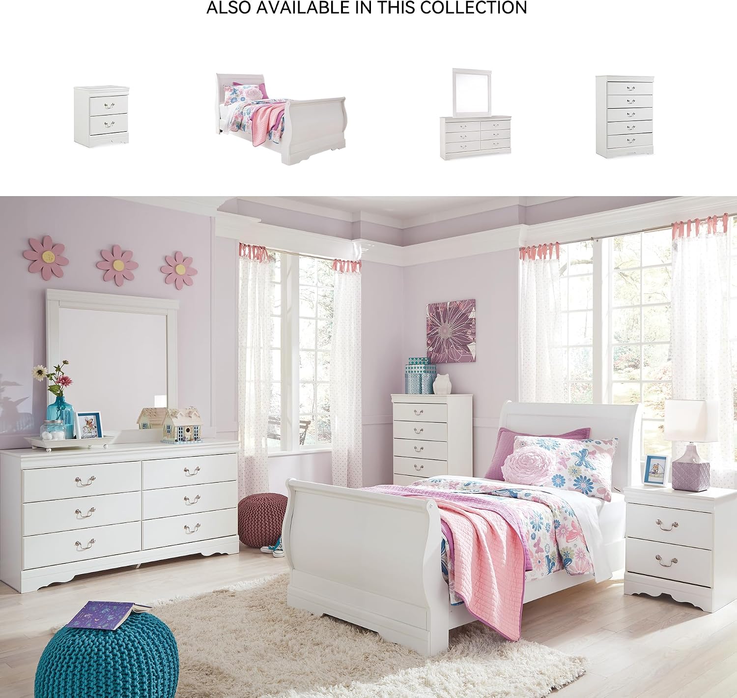 Signature Design by Ashley Children's Anarasia 5 Drawer Chest of Drawers, White