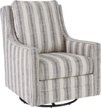 Signature Design by Ashley Swivel Glider Accent Chair Kambria, No Assembly Required, Polyester Linen Fabric, for Living Room, Ivory and Black Stripe, 30" W