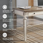 Signature Design by Ashley Realyn Farmhouse Home Office Desk, 2 Drawers, Drop-down Drawer, USB Charging, Wood, 60" W x 28" D x 31" H, Chipped White and Brown