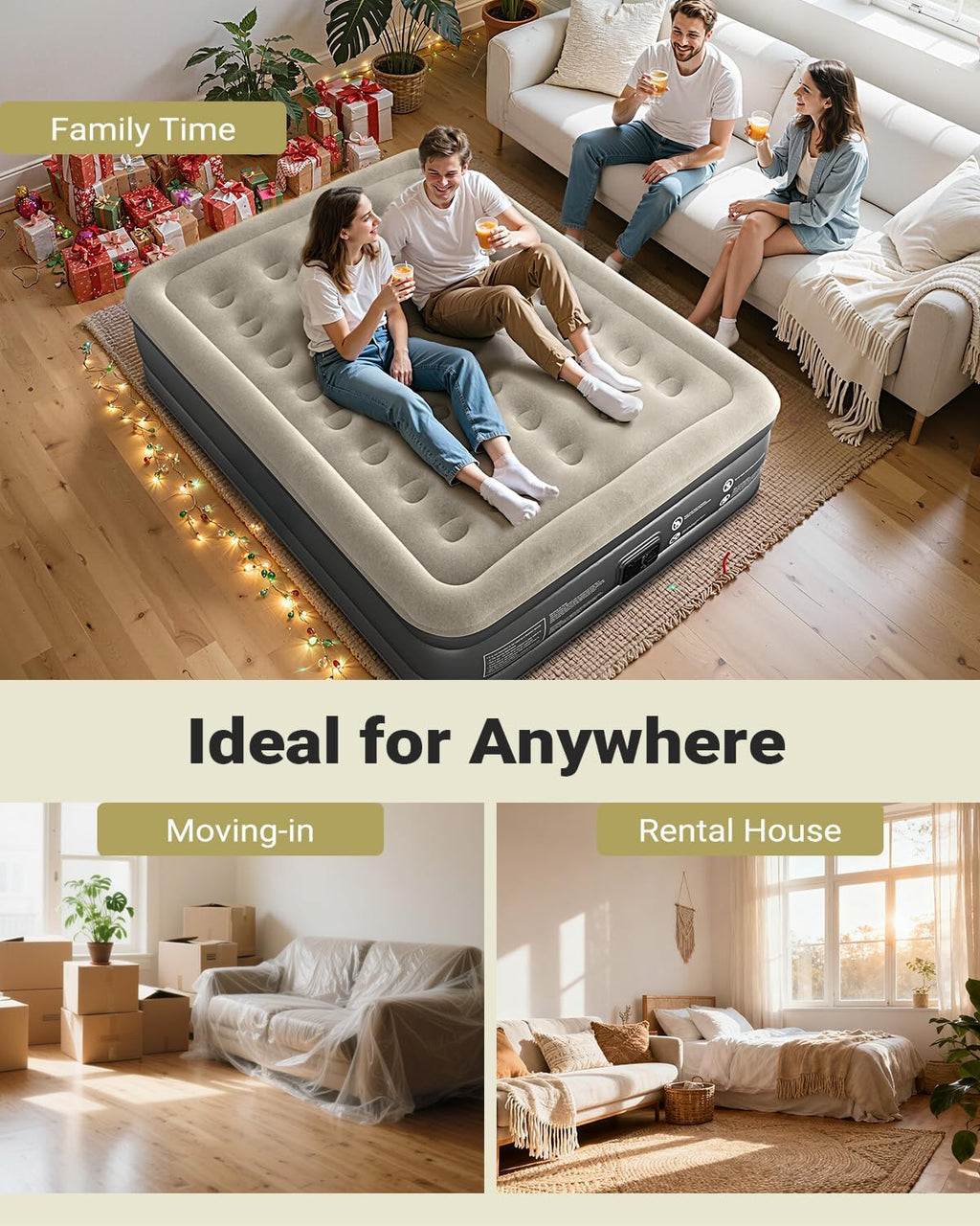 iDOO Air Mattress Queen with Built in Pump, 18 Raised Comfort Blow up Mattress, Inflatable Mattress for Home and Guest Bed, Upgraded Support Structure Portable Air Bed, Colchon Inflable, 650 lbs Max