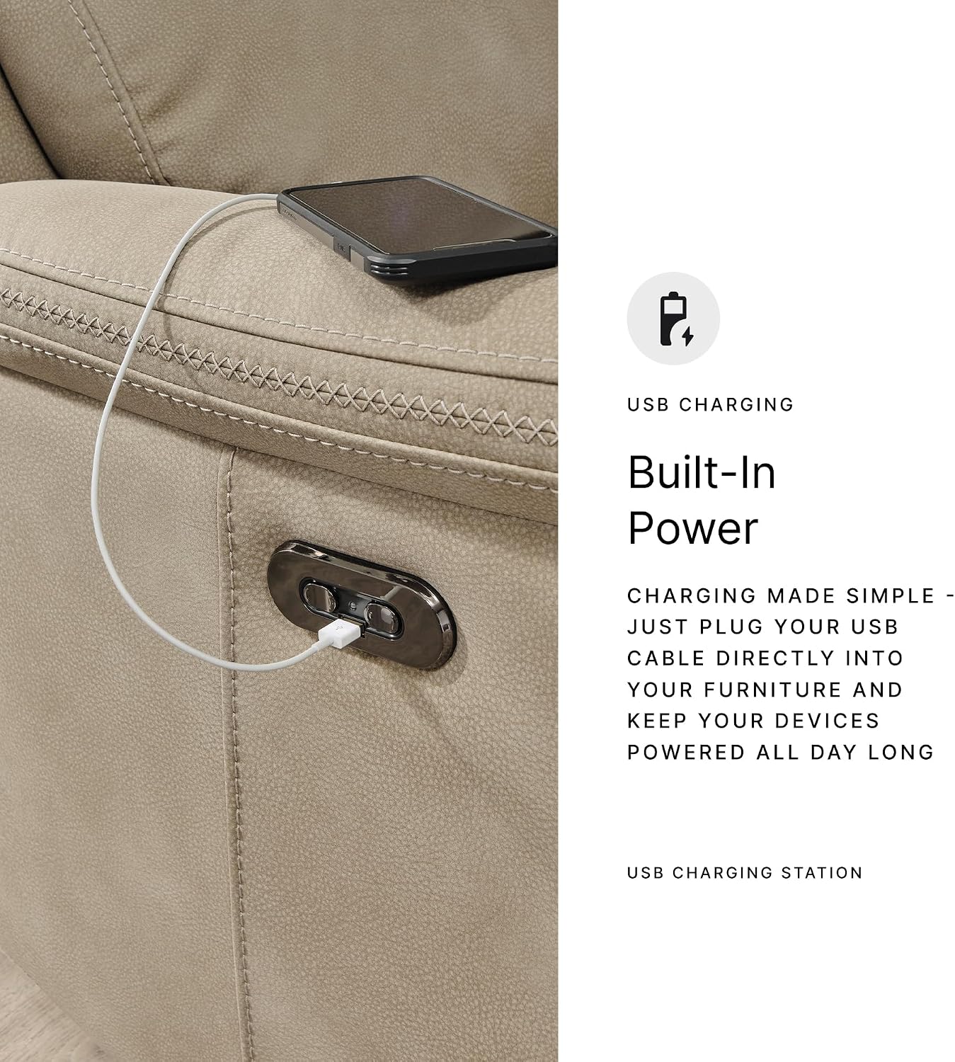 Signature Design by Ashley Power Reclining Loveseat with Console, Next-Gen Durapella, Zero Gravity Mechanism, Easy to Clean Water Resistant Performance Fabric, Sand