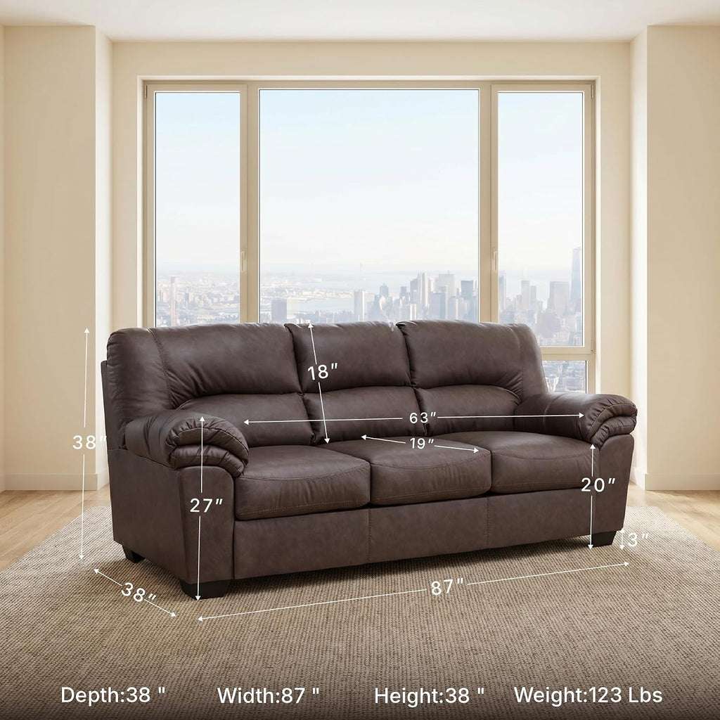 Signature Design by Ashley WalkerPoint Contemporary Sofa with Removable Cushion, Dark Brown