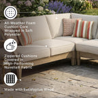 Signature Design by Ashley Clare View Outdoor Sectional, 3-Piece Eucalyptus Wood Couch, Nuvella Performance Fabric Cushions, Contemporary Patio Furniture Set for Deck or Backyard, Beige