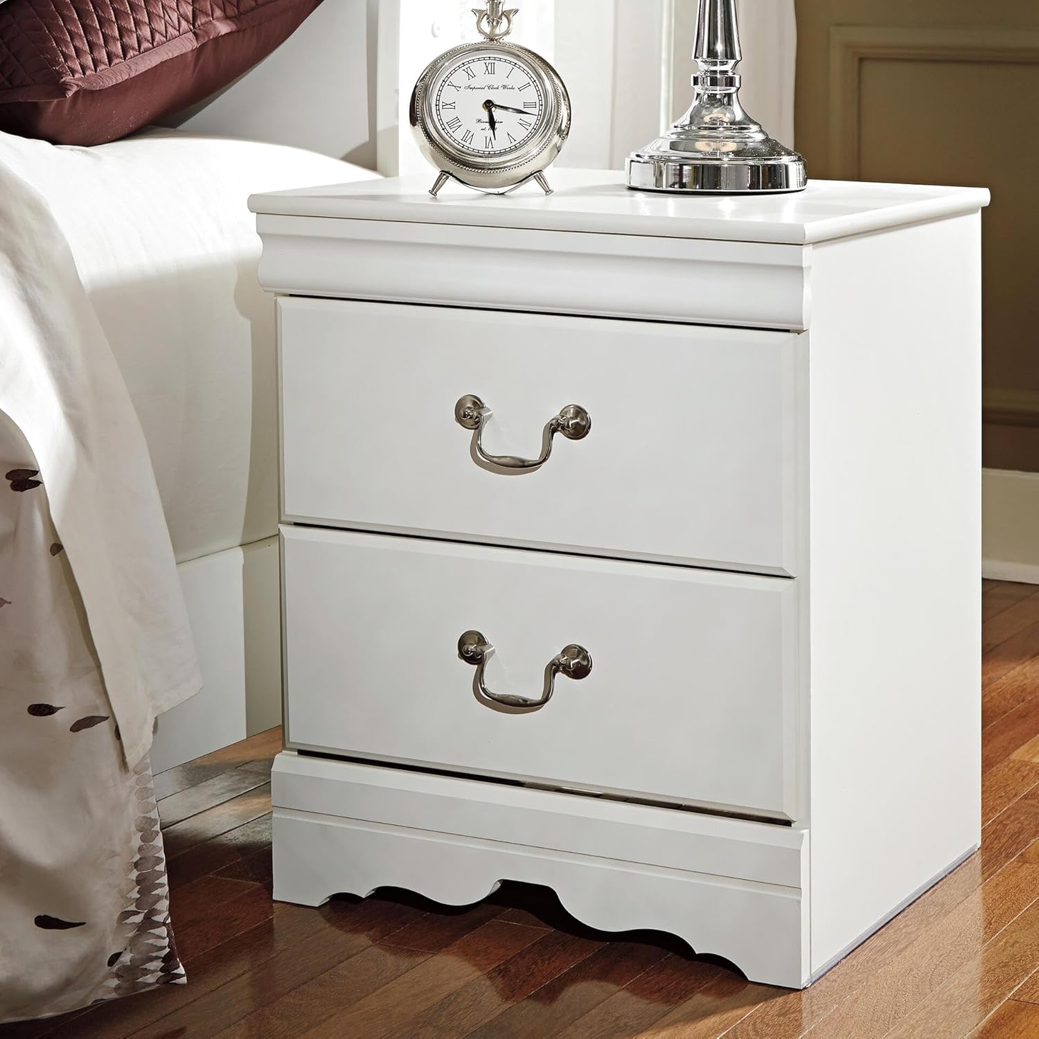 Signature Design by Ashley Anarasia Traditional Children's 2 Drawer Nightstand, 24.41" Tall, White