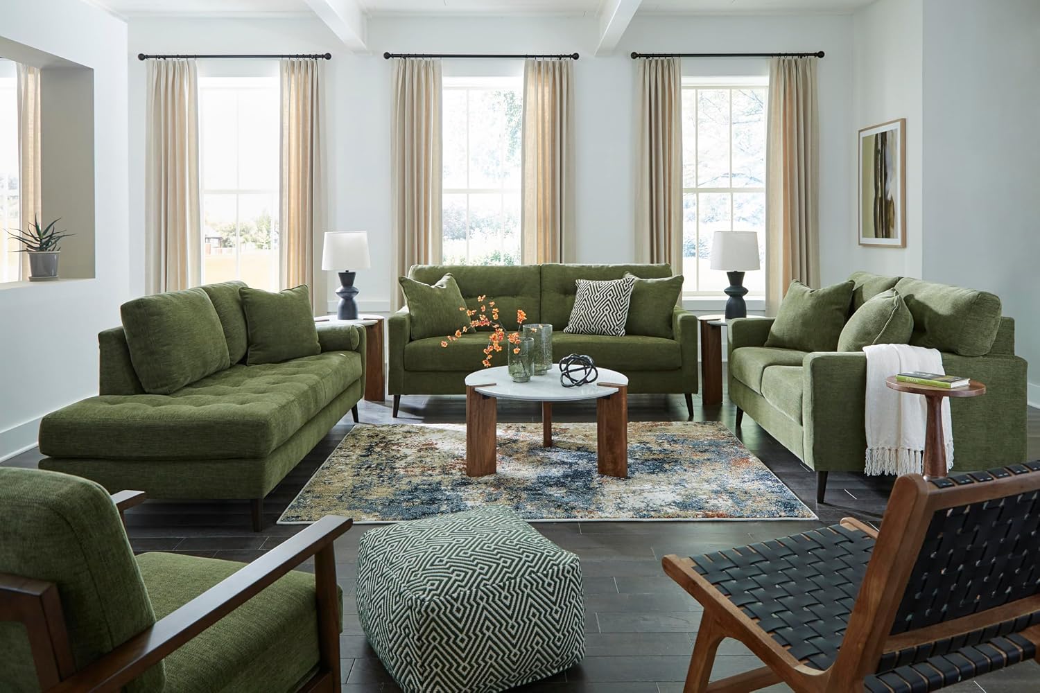 Signature Design by Ashley Bixler Mid-Century Modern Upholstered Showood Accent Chair, Green