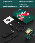 SOUYIE 2025 Christmas Theme Smart Watch for Men Women Android iPhone, with Bluetooth Call(Answer/Make Call), 2.04" Fitness Tracker IP68 Waterproof, 136+ Sports, Heart Rate Blood Oxygen Sleep Monitor